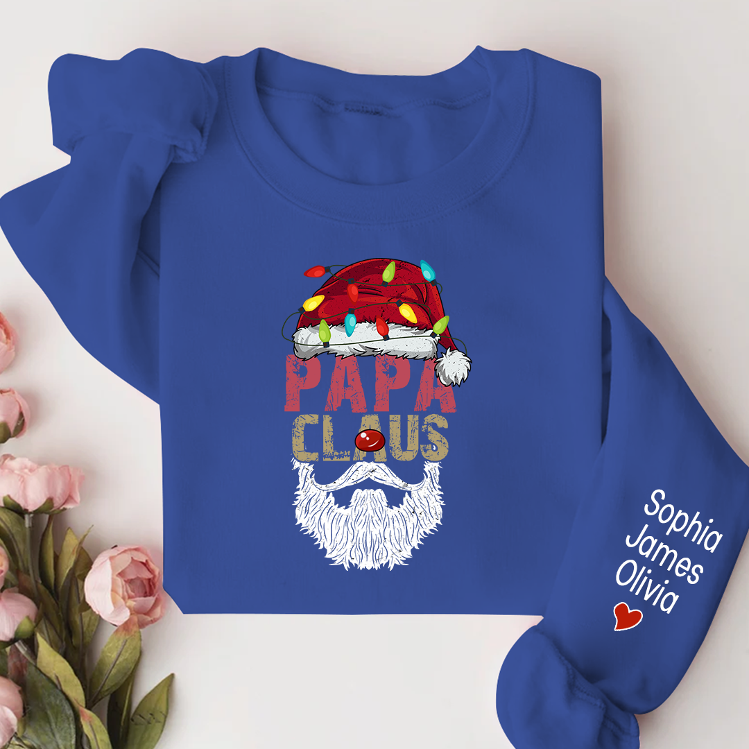 Papa Claus Christmas 2023 Gift Custom Name Kids Sweatshirt