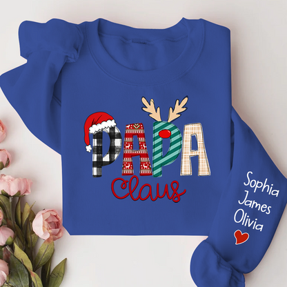 Personalize Merry Christmas Papa Claus, Dad Claus Gift Custom Name Kids Sweatshirt