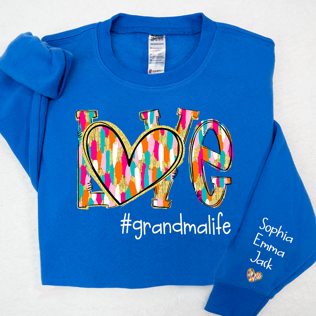 Personalized Love grandmalife Colorful And Grandkids Chritsmas Sweatshirt