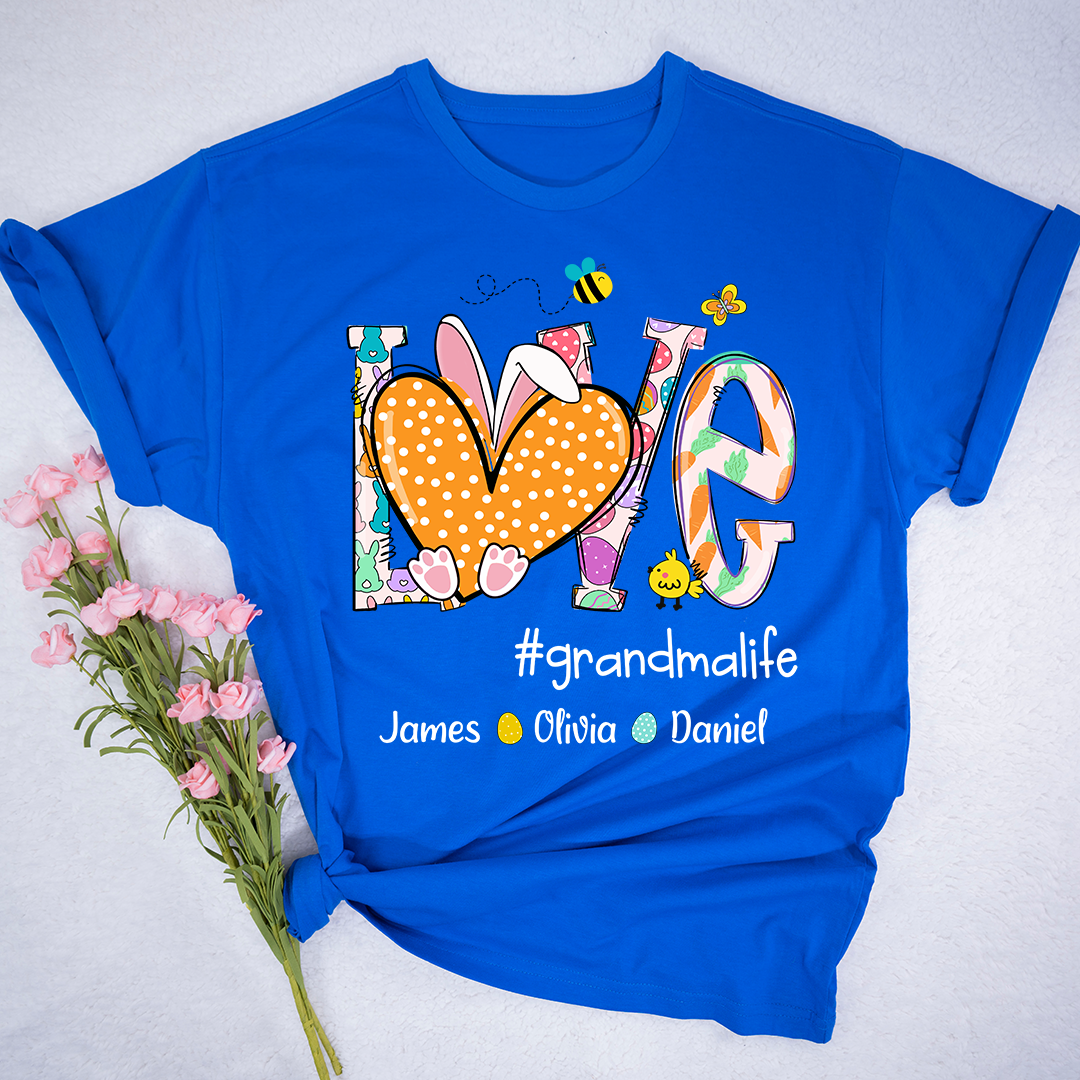 Love Grandmlife Easter Bunny Gift For Family, Custom Grandma And Grandkids T-Shirt