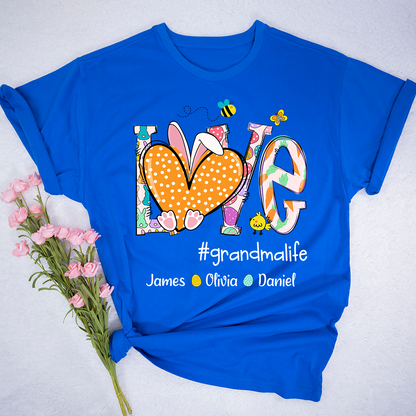 Love Grandmlife Easter Bunny Gift For Family, Custom Grandma And Grandkids T-Shirt