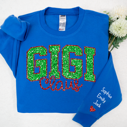 Glitter Red Gigi Claus Christmas With Grandkids Sweatshirt