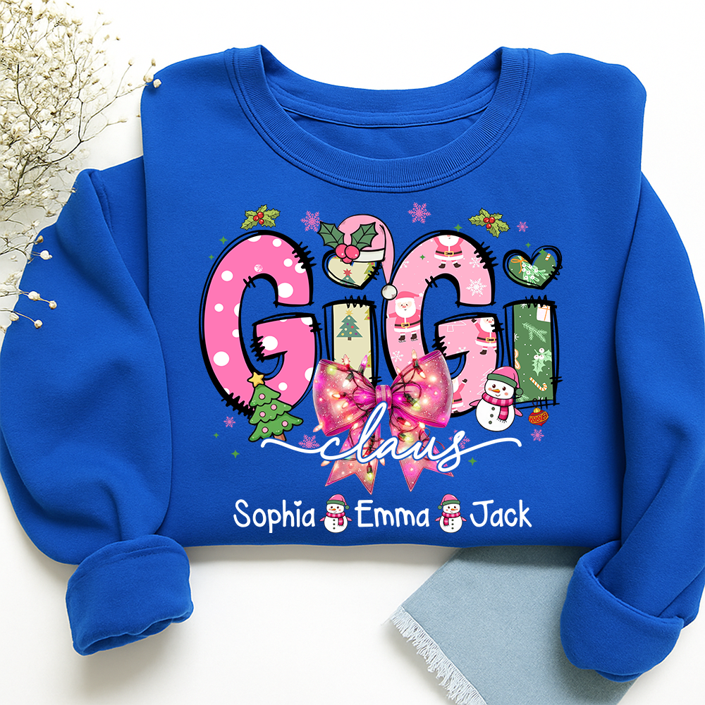 Gigi claus tree santa And Grandkids Christmas Sweatshirt