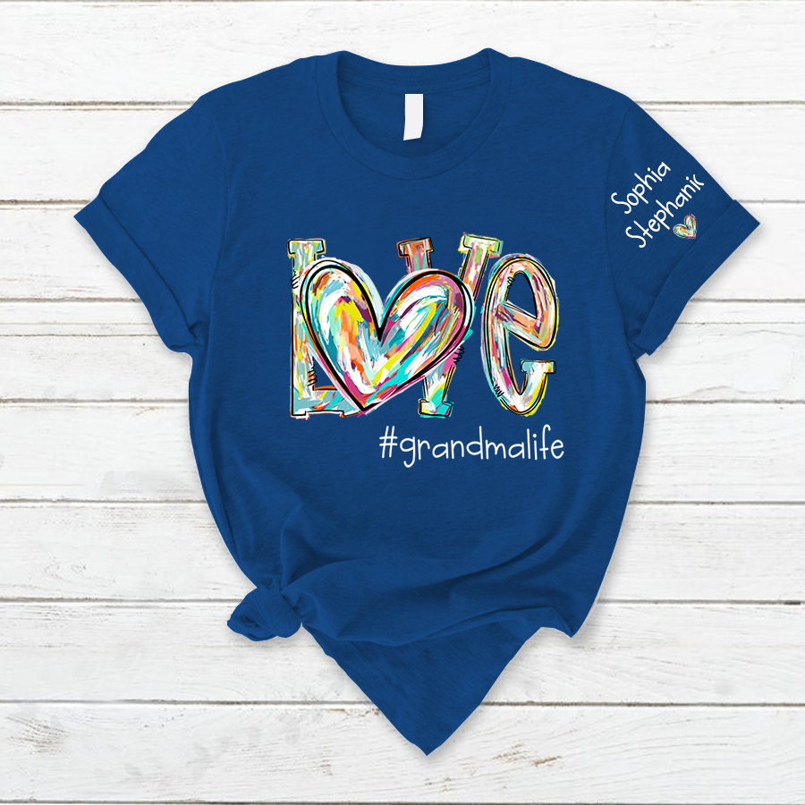 Love Grandma Life Fall Autumn Color Clipart Custom T-Shirt