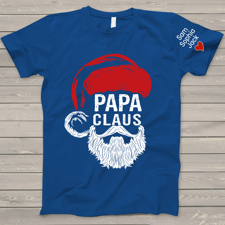Christmas Papa Claus 2023 Gift Custom Name Kids T-Shirt