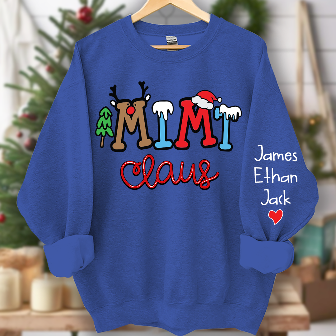 Custom Christmas Mimi Claus Sweatshirt, Merry Christmas Nana Sweatshirt, Custom Grandma Claus Christmas
