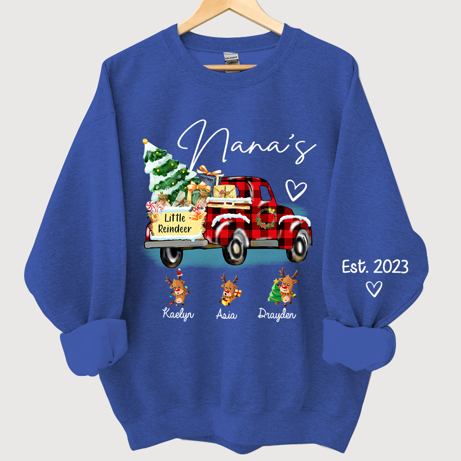 Nana's little reindeer Christmas And Grandkids Sweatshirt