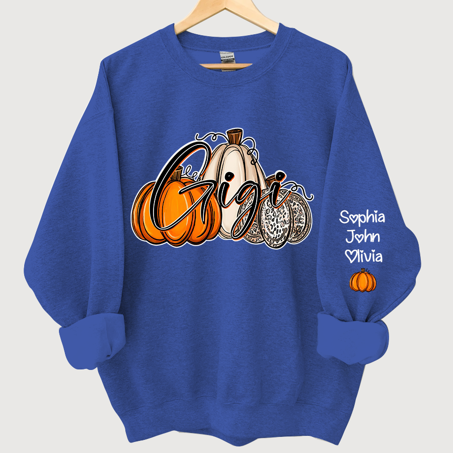 Personalized Gigi, Grandma Pumpkins Autumn And Grandkids Sweatshirt