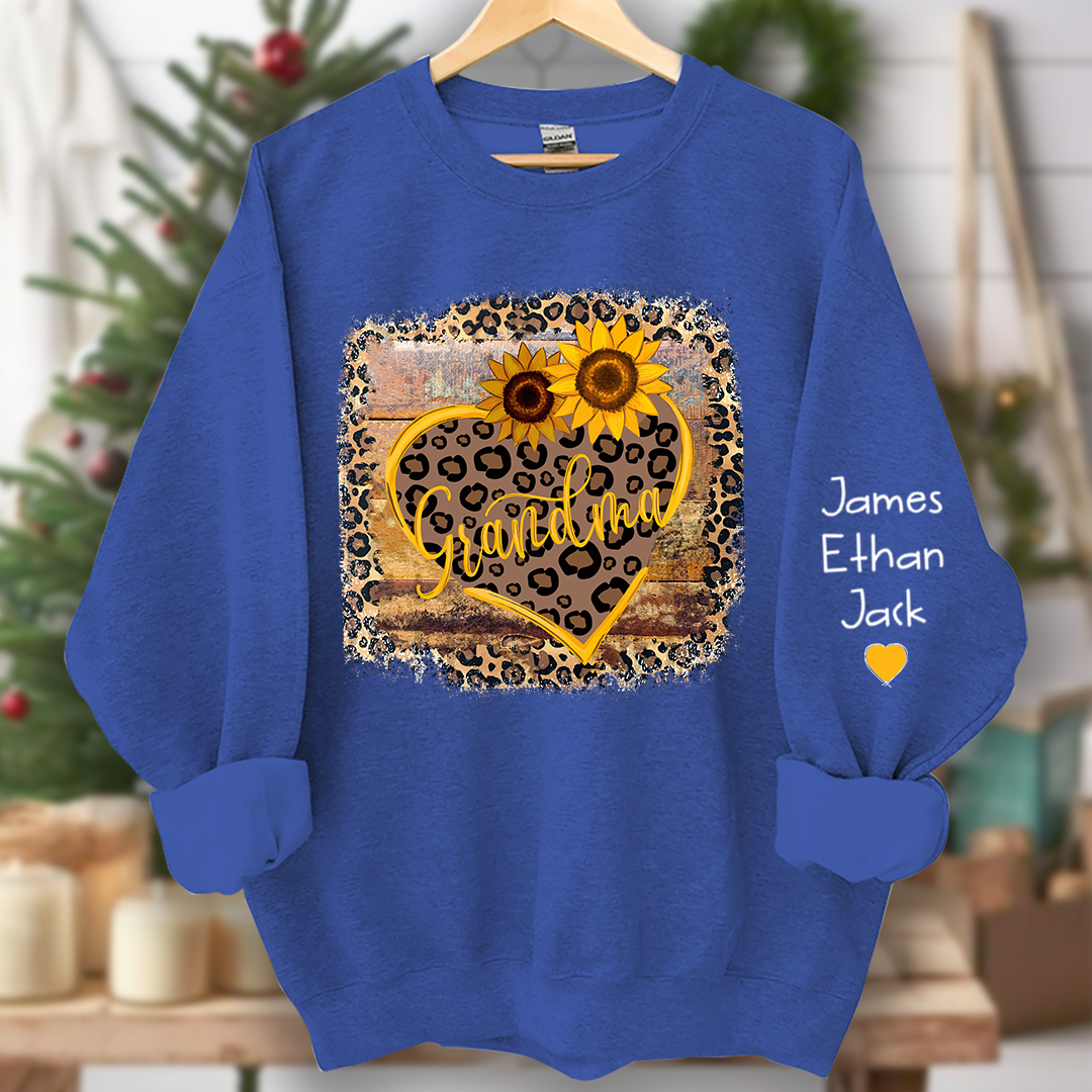 Personalized Mimi Heart Sunflower Sweatshirt Custom Grandma and Grandkids Sweatshirt