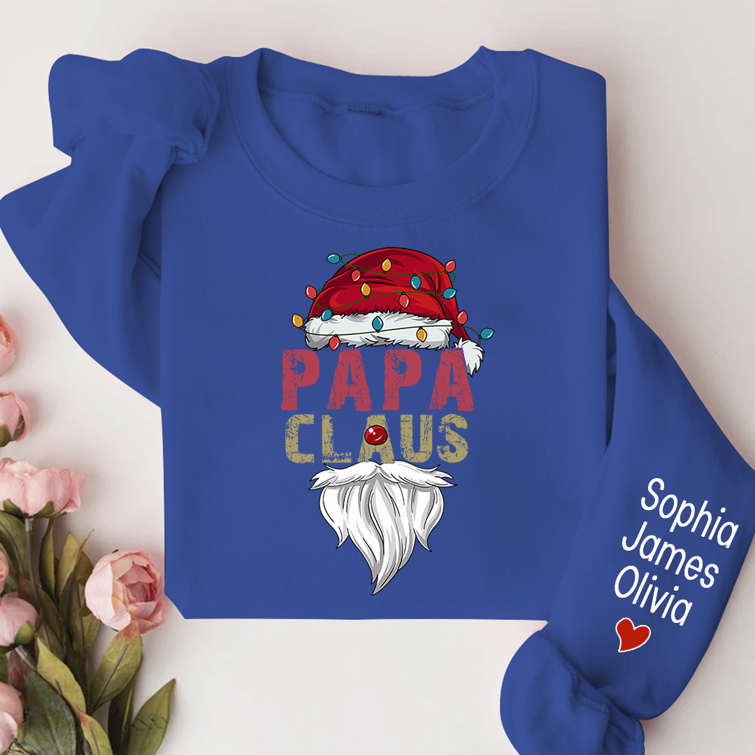 Merry Christmas Papa Claus, Dad Claus 2023 And Custom Name Kids Sweatshirt