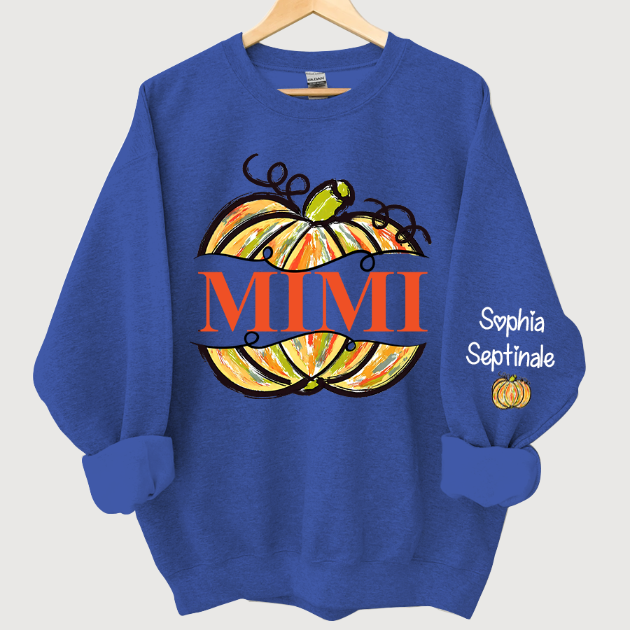 Personalized Pumpkin Color Painted Mimi And Grandkids CL01 Sweatshirt
