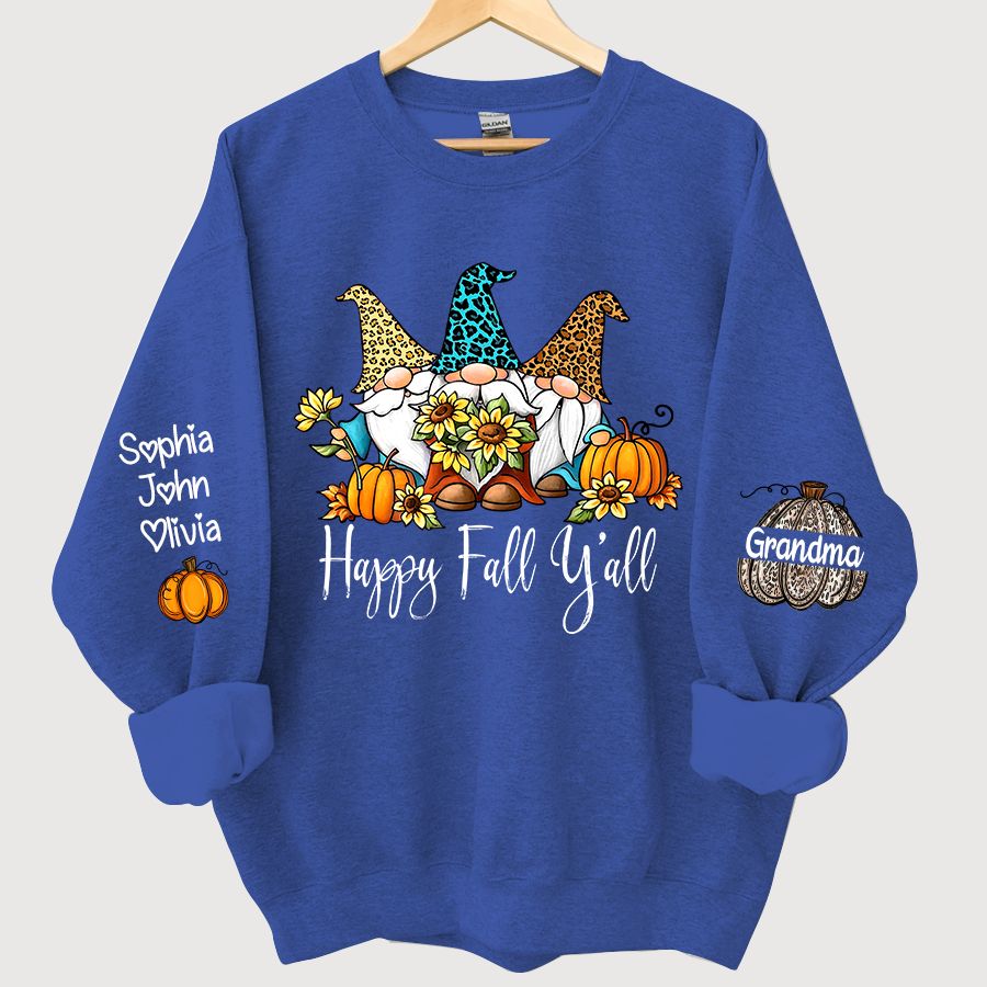 Happy Fall Y'all Grandma With Grandkids Autumn Sweatshirt