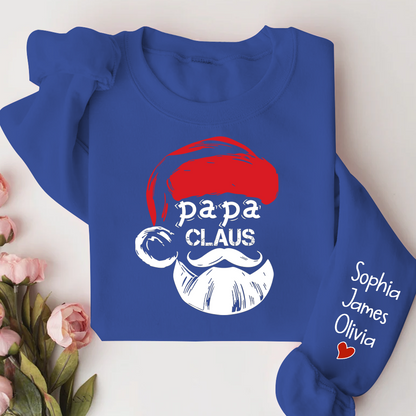 Merry Christmas Papa Claus, Dad Claus Gift Custom Name Kids Sweatshirt