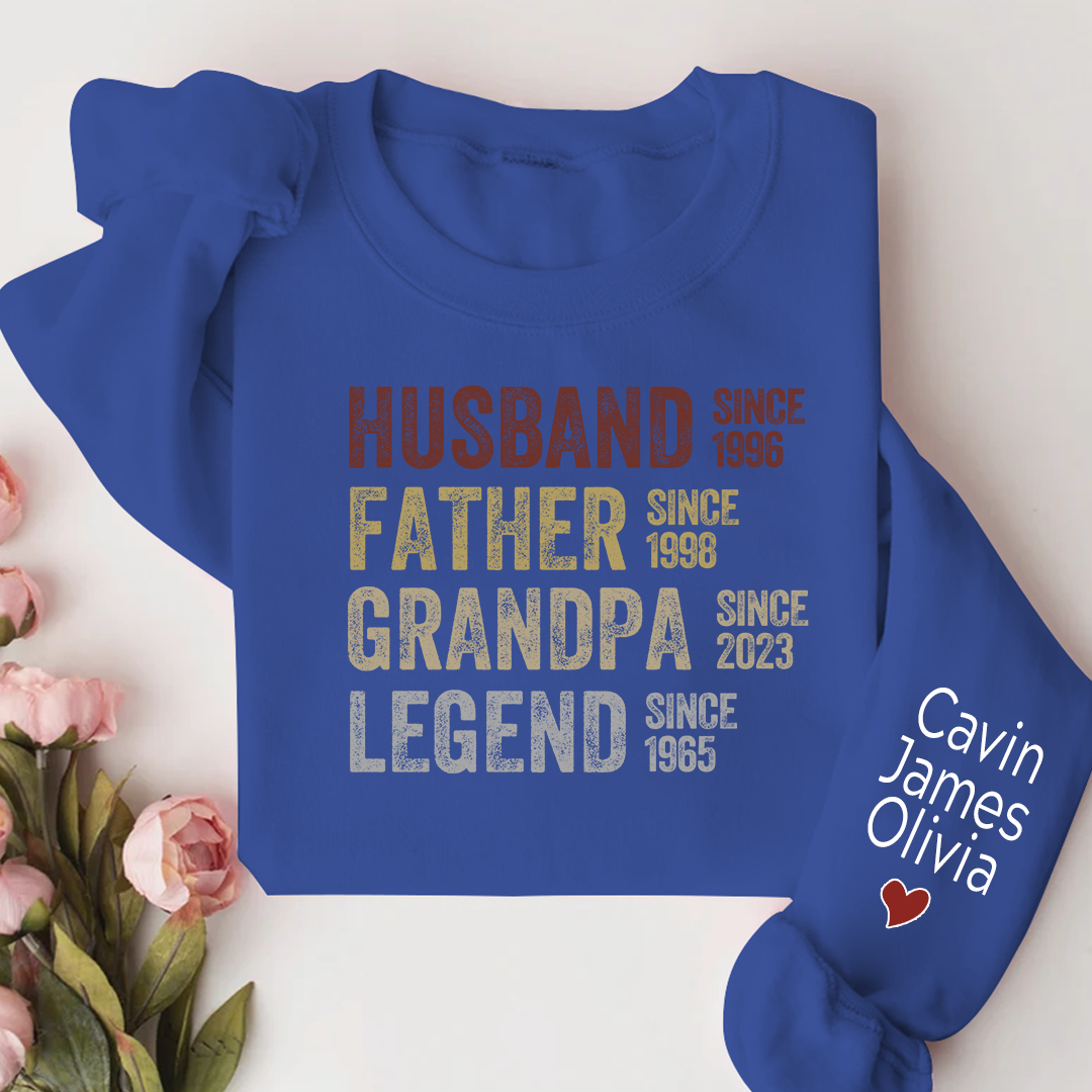 Personalized Dad Grandpa Husband Father Grandpa Legend 2023 And Custom Name Kids Sweatshirt