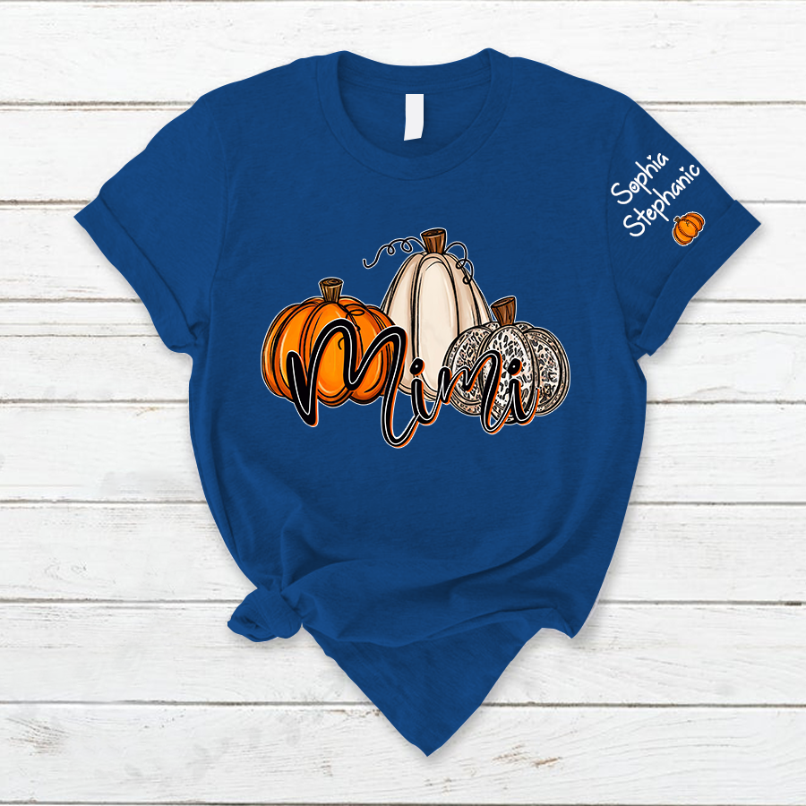 Personalized  Mimi, Grandma Pumpkins Autumn And Grandkids T-Shirt