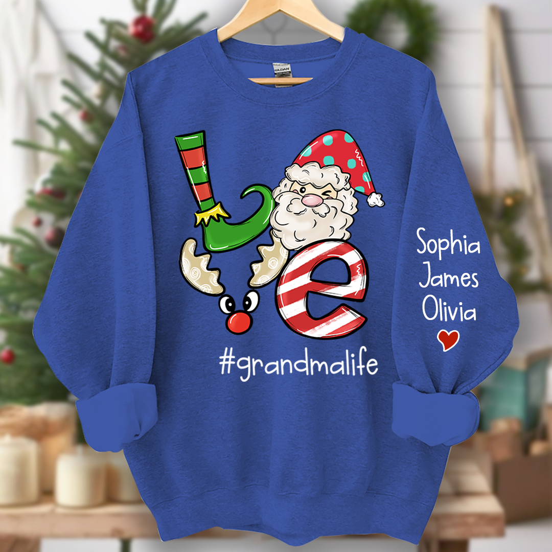 Personalized Love grandmalife Merry Christmas and Grandkids Sweatshirt