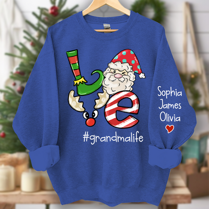 Personalized Love grandmalife Merry Christmas and Grandkids Sweatshirt