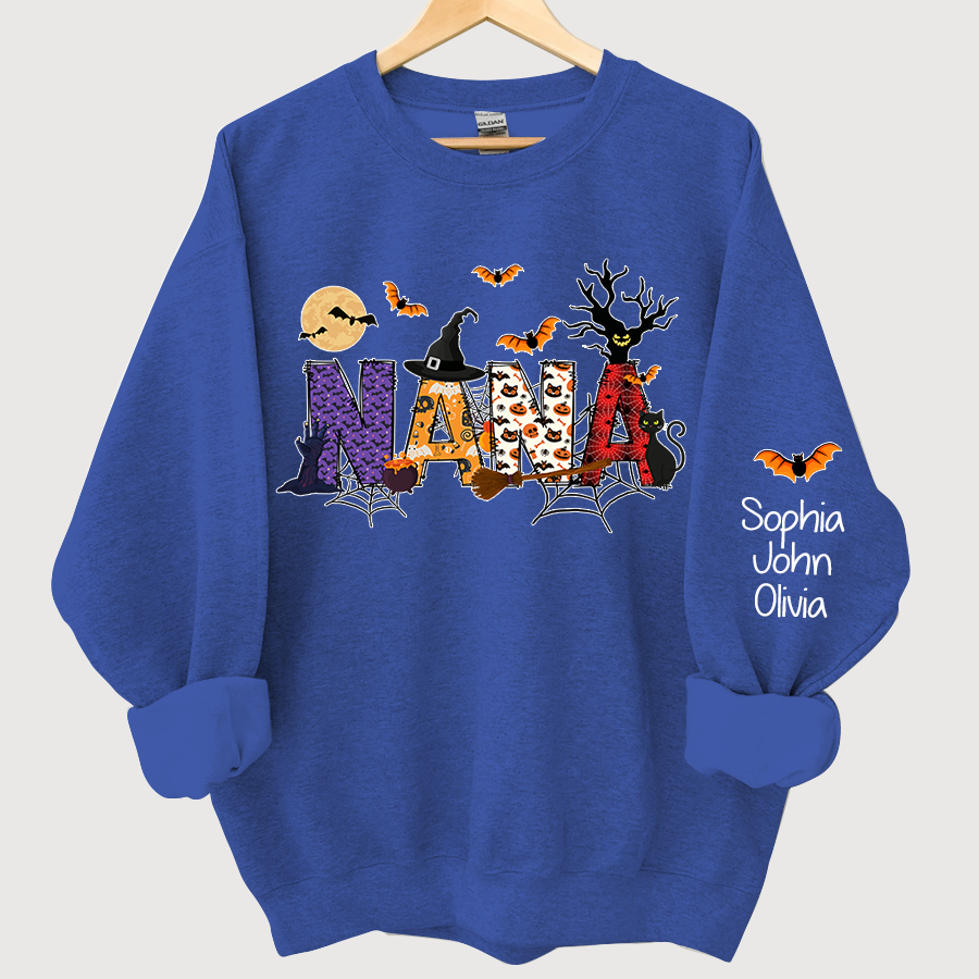 Nana Grandma Halloween Alphabet Doodle Witch Ghost Pumpkin Bat Grandkids CL01 Sweatshirt