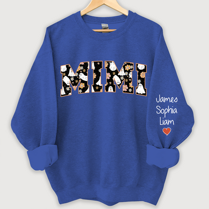 Retro Halloween, Groovy Halloween Mimi And Grandkids Name Sweatshirt