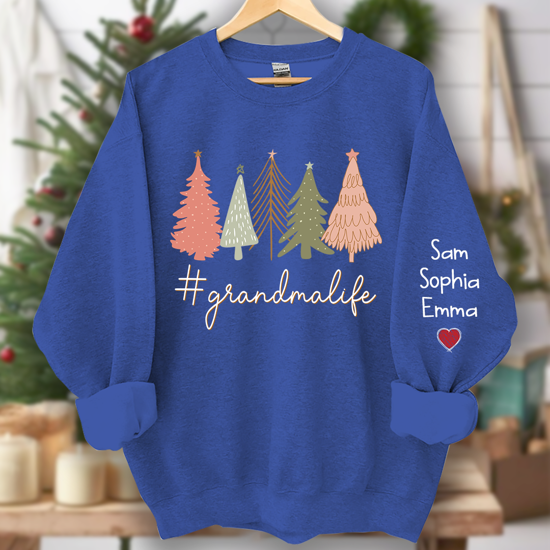 Christmas Tree Custom Grandmalife And Kids Merry Christmas, Grandma Gift Sweatshirt