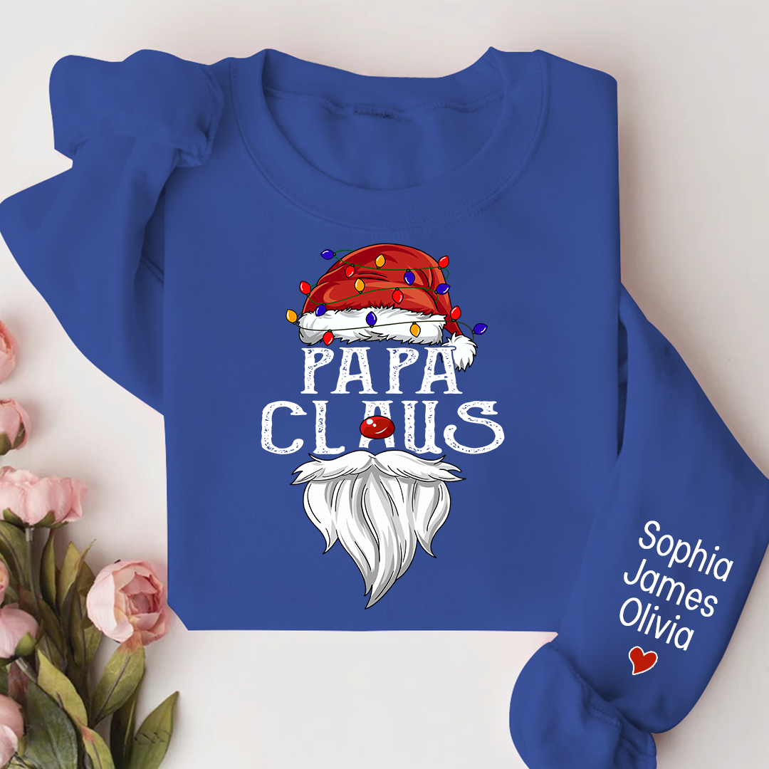 Personalize Merry Christmas Papa Claus, Dad Claus 2023 Gift Custom Name Kids Sweatshirt