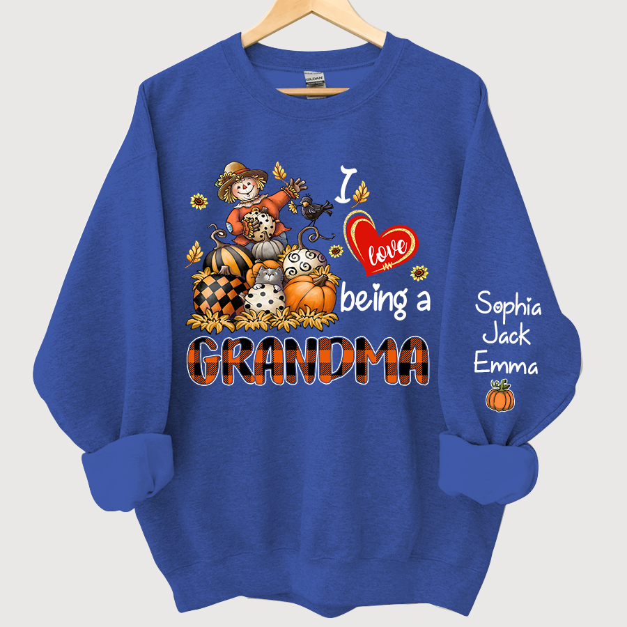 I Love Being A Grandma Pumpkin And Grandkids Autumn Sweatshirt