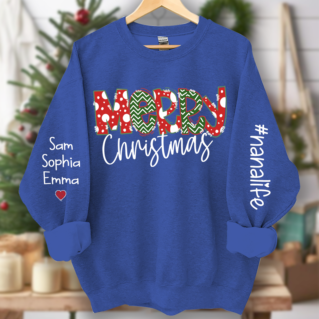 Merry Christmas Nanalife And Grandkids Names CL01 Sweatshirt