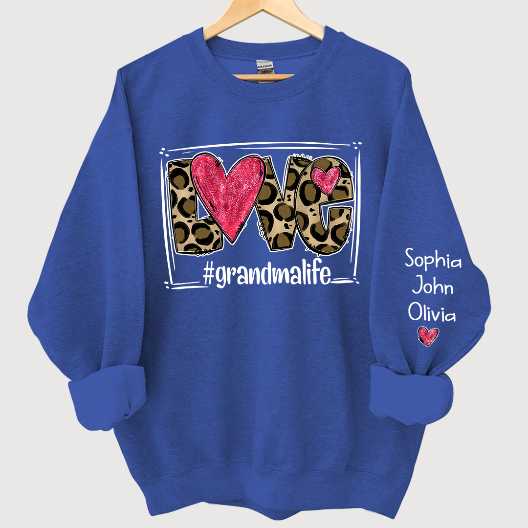 Love Grandmalife Leopard glitter And Grandkids Sweatshirt