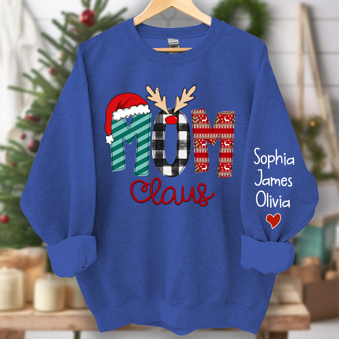 Merry Christmas  Mom Claus Sweatshirt, Custom Mom , Mama and Kids Sweatshirt