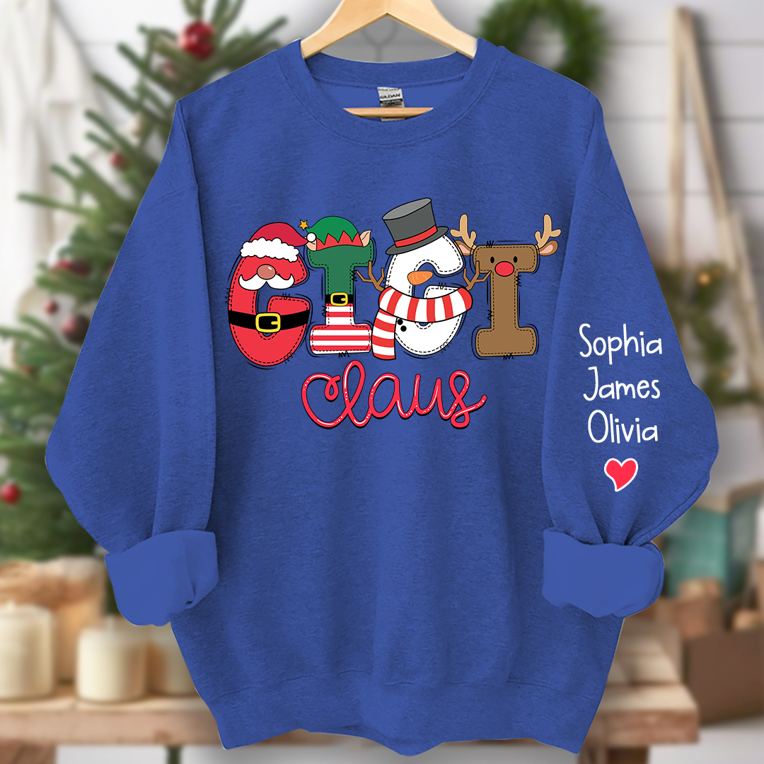 Gigi Claus Merry Christmas Grandma Claus, Nana Claus and Grandkids Sweatshirt