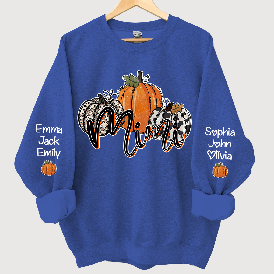 Personalized Mimi, Grandma Pumpkins Autumn And Grandkids CL01 Sweatshirt