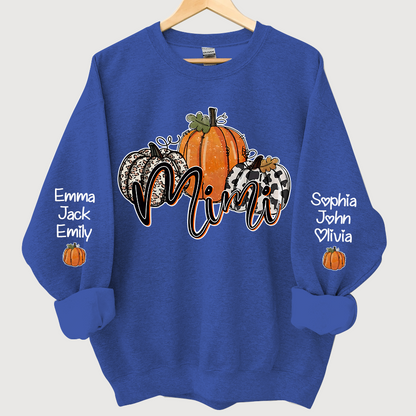 Personalized Mimi, Grandma Pumpkins Autumn And Grandkids CL01 Sweatshirt