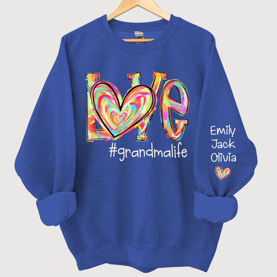 Love Grandma Life Fall Autumn Color Clipart And Grandkids Sweatshirt
