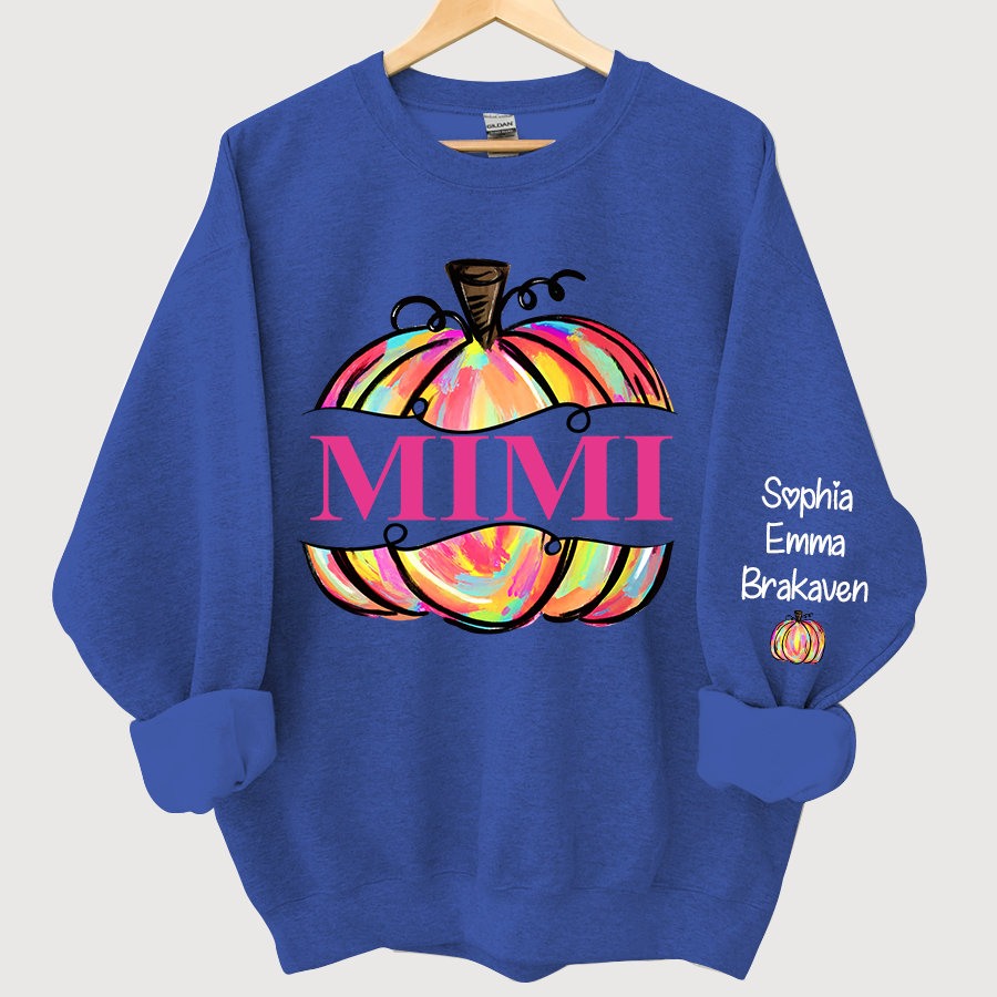 Personalized Mimi Painted Pumpkin Fall Autumn Sweatshirt