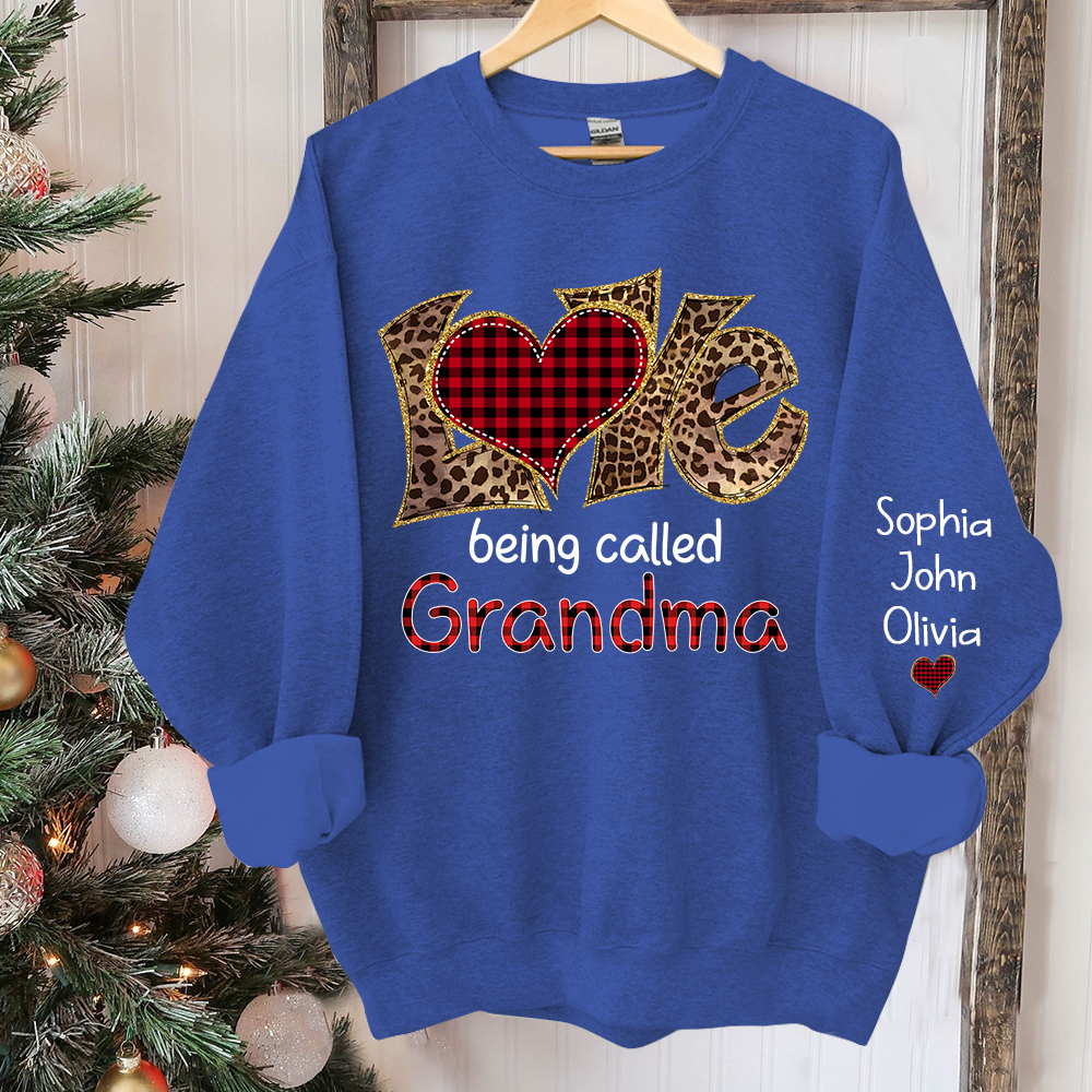 Love being called Grandma leopard And Grandkids Sweatshirt