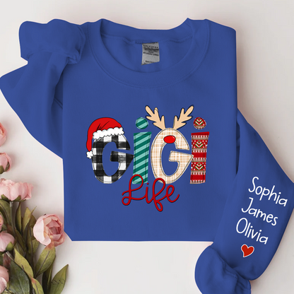 Gigi Life Merry Christmas Sweatshirt, Custom Grandma and Grandkids Sweatshirt
