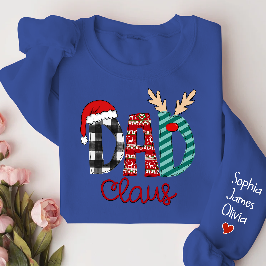 Dad Claus Merry Christmas Papa Claus Gift Custom Name Kids Sweatshirt