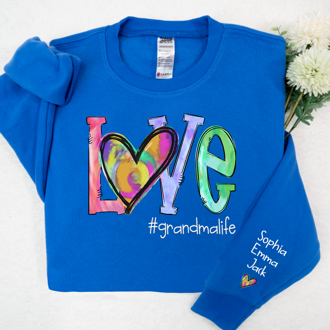 Love Grandmalife colorful heart  And Grandkids 2024 Sweatshirt