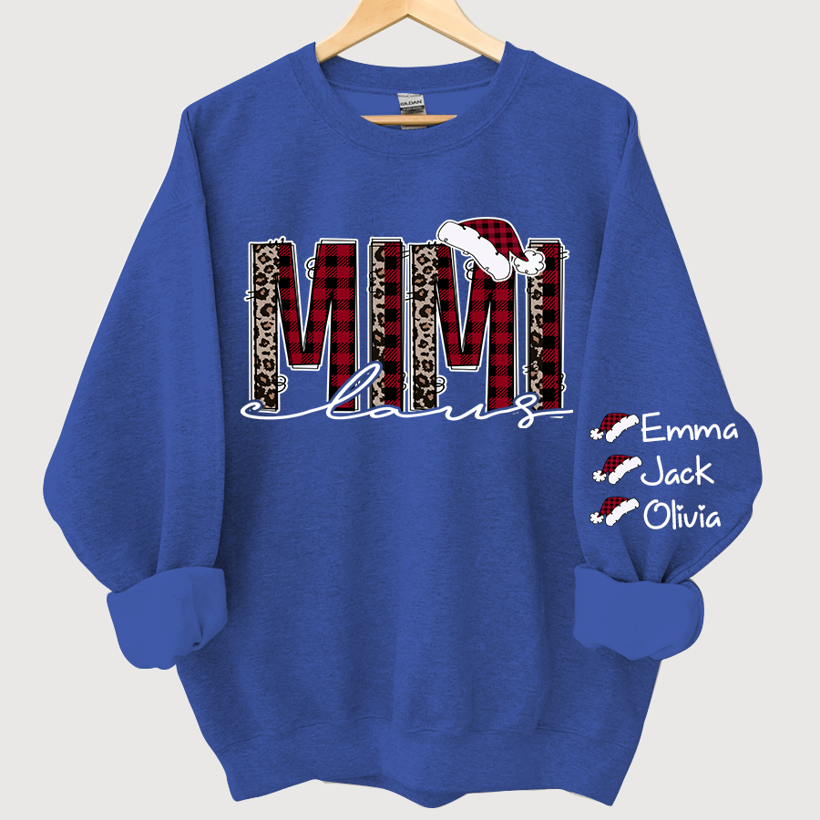 Personalized Mimi Claus Christmas And Grandkids Sweatshirt