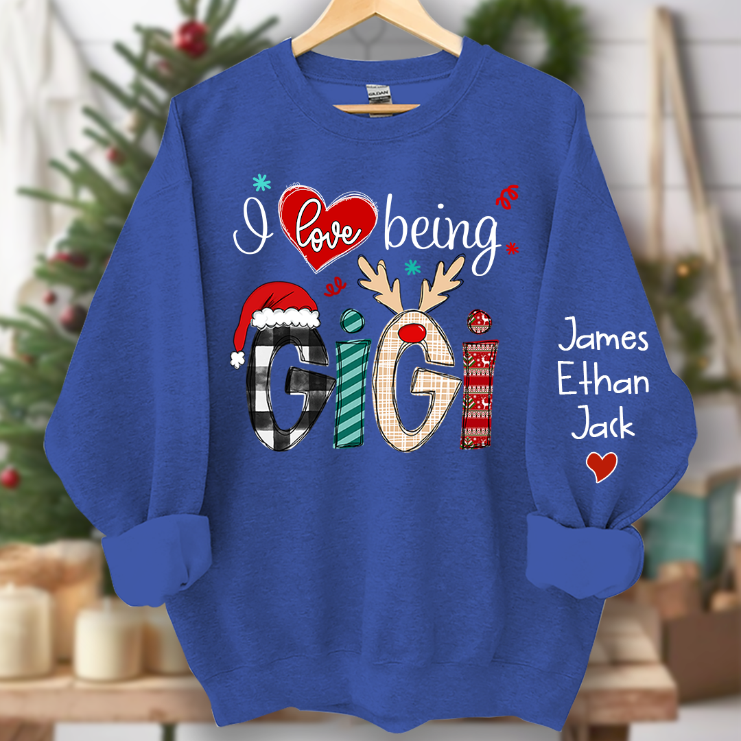 Christmas I love being Gigi Claus Sweatshirt, Merry Christmas Nana Sweatshirt, Custom Grandma Claus Christmas