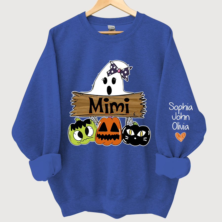 Pumpkin Ghost Halloween Mimi,Grandma And Grandkids Sweatshirt