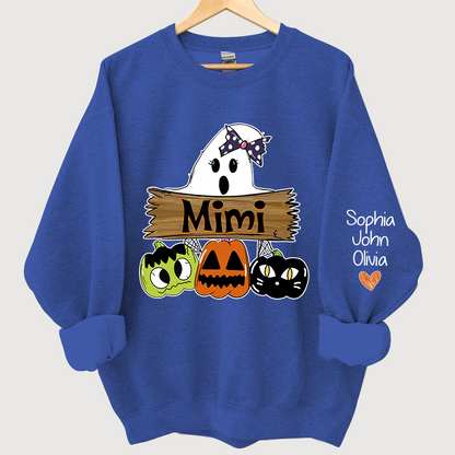 Pumpkin Ghost Halloween Mimi,Grandma And Grandkids Sweatshirt