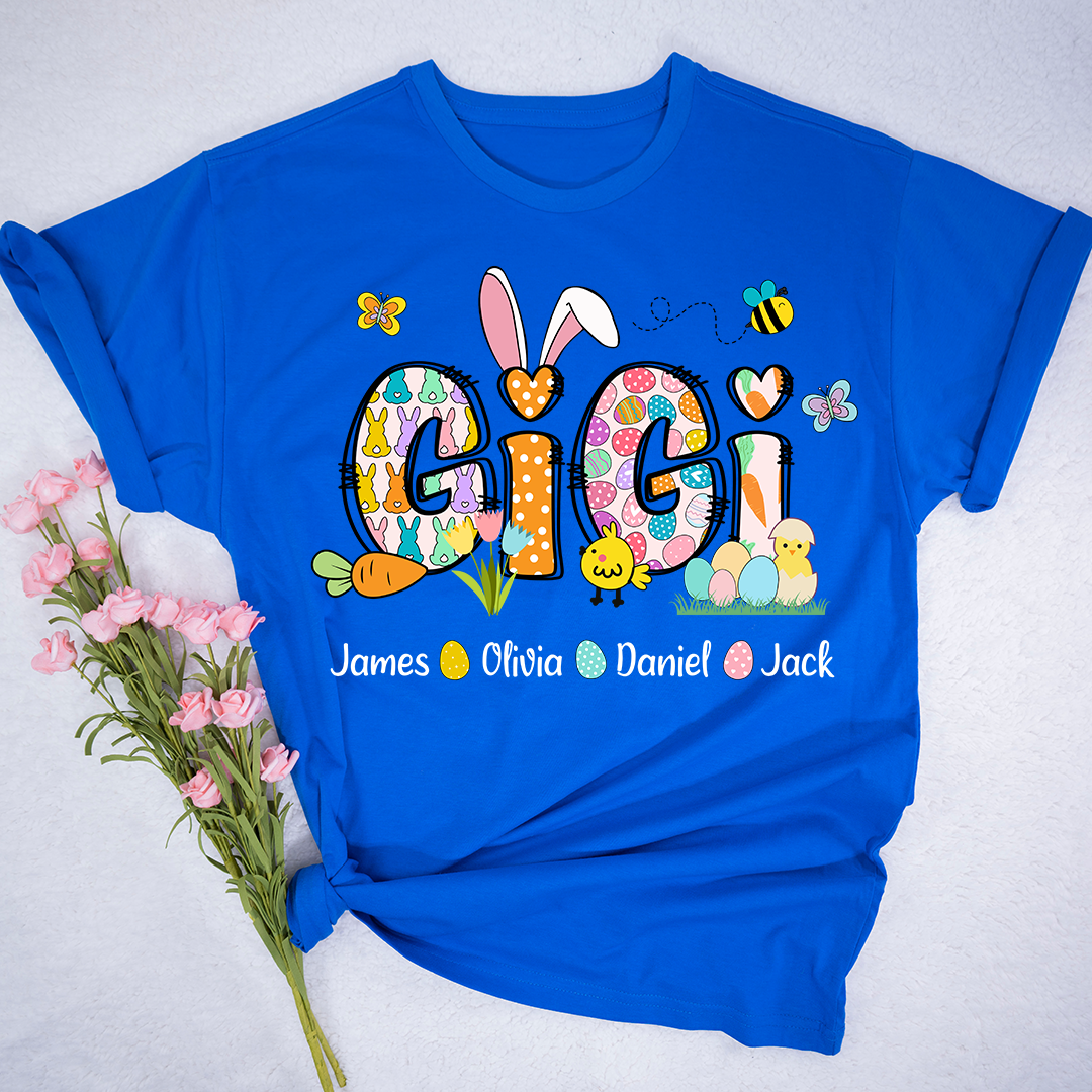 Personalized Gigi Easter Bunny Gift For Family, Custom Grandma And Grandkids T-Shirt