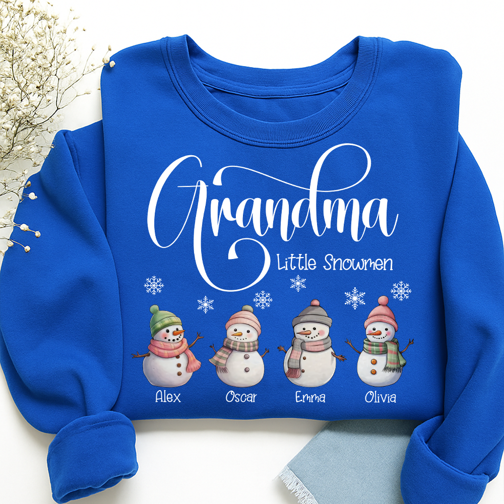 Grandma Little Snowmen And Grandkids Merry Christmas Sweatshirt