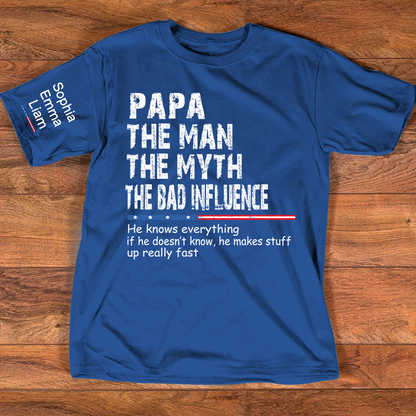 Personalized Dad Papa Grandpa Shirt, Custom Papa Legend Influence T-Shirt, Custom Birthday Fathers Day Gift, Funny Family