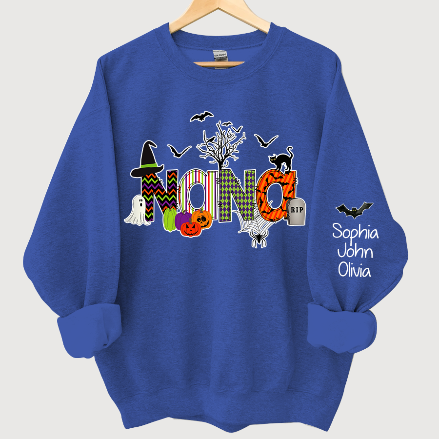 Personalized Halloween Doodle Alphabet Nana Grandma Grandkids Sweatshirt