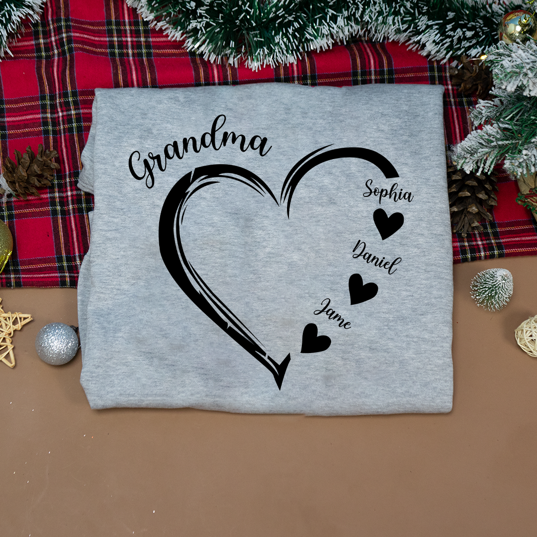 Grandma And Grandkids Heart Personalize Sweatshirt Mix