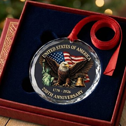 Personalized 250th Anniversary USA Ornament, Custom Patriotic Eagle & Liberty Keepsake, 1776-2026 American Holiday Decor