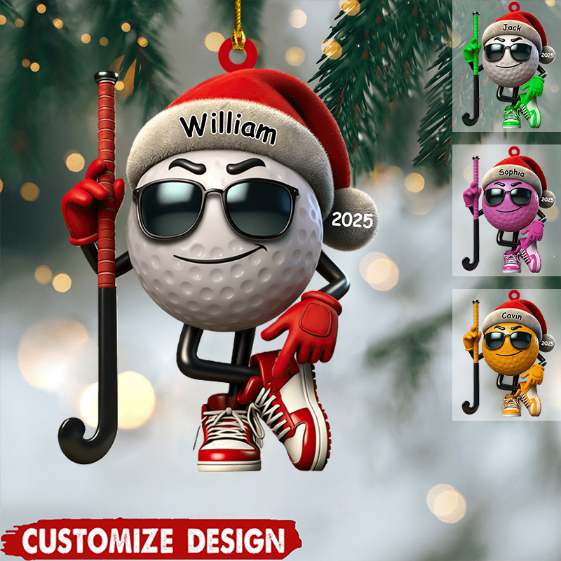 Personalized Golf Ball Ornament 2025, Custom Acrylic Decoration, Funny Christmas Gift For Golf Players And Sports Lovers