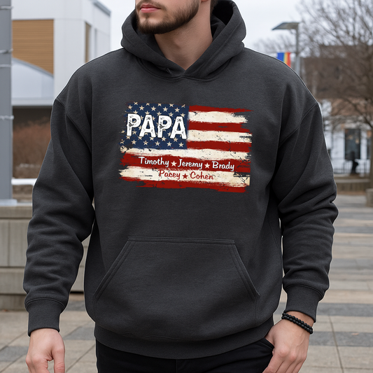 Personalized Papa Holiday Flag with Grandkids – Unique Christmas Gift for Papa, Custom Family Name Flag